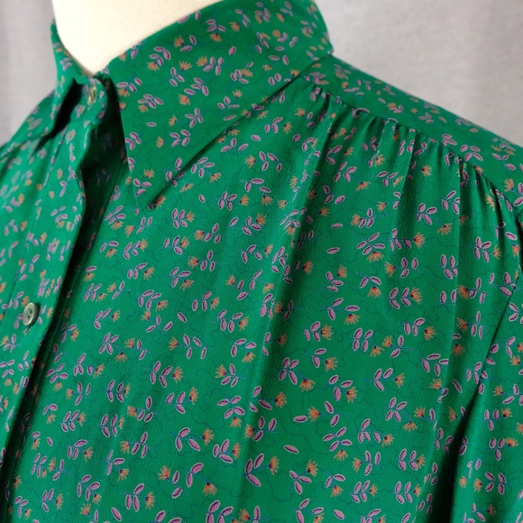 Vintage Nat Kaplan Couture Silk Floral Shirt Dress - Picture 5 of 14